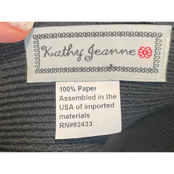 Kathy Jeanne Black Floppy Wide Brim Straw Sun Hat, One Size - Picture 8 of 8